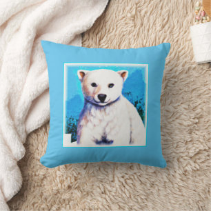 Coussin Peinture étonnante d'un petit ours polaire. Comman