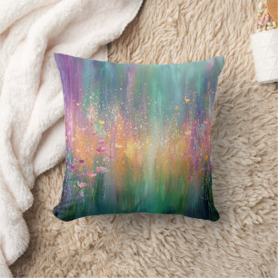 Coussin Peinture florale abstraite aux couleurs vives