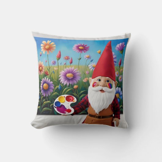 Coussin Peinture Gnome : Fête des Mères en fleurs (Recto)