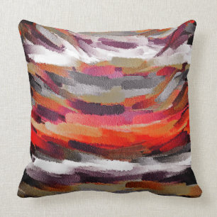 Coussin Peinture grise orange d'abrégé sur pourpre