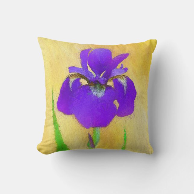Coussin Peinture Iris à pois pourpre - Chien original mign (Recto)