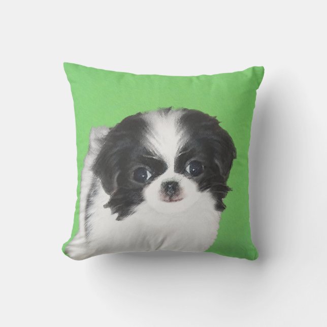 Coussin Peinture japonaise de chiot - Art original de chie (Recto)