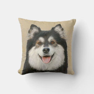 Coussin Peinture Lapphund Finlandaise - Joli art original 