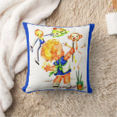 Coussin peinture mignonne de petite fille sur le mur (Couverture)