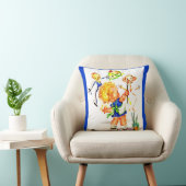Coussin peinture mignonne de petite fille sur le mur (Chaise)