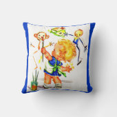 Coussin peinture mignonne de petite fille sur le mur (Verso)