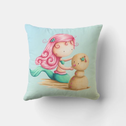 Coussin Peinture mignonne de sirène (Verso)