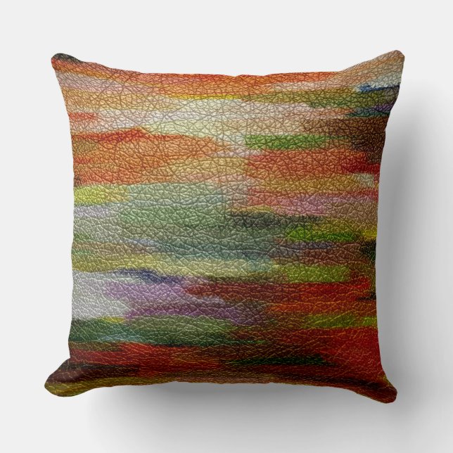 Coussin Peinture multicolore aspect cuir (Recto)