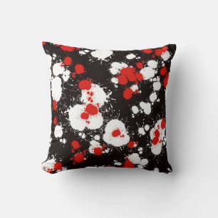 Coussin Peinture noire, blanche et rouge