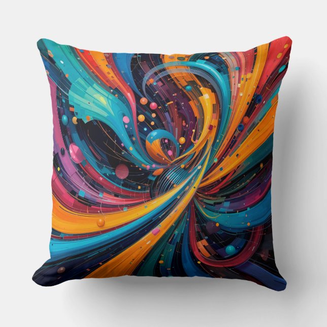 Coussin Peinture numérique abstraite colorée (Recto)