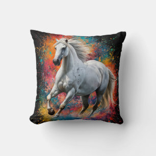 Coussin Peinture numérique d'un magnifique Stallion en mar