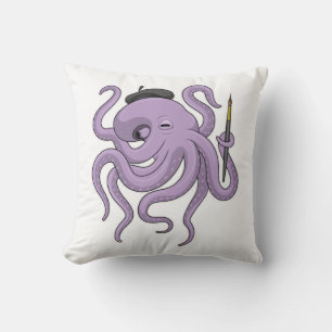 Coussin Peinture Octopus Peinture brosse