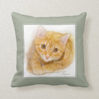 Coussin Peinture orange de chat tigré