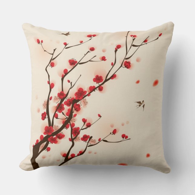 Coussin Peinture orientale de style, fleur au printemps 2 (Recto)