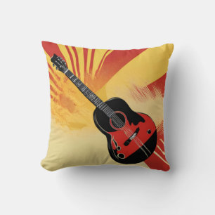 Coussin Peinture Pop Art Guitare Illustration Vintage Retr