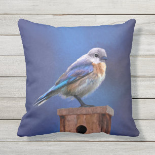 Coussin Peinture pour oiseaux bleus (femelle) - Art origin
