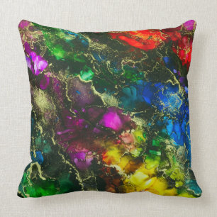 Coussin Peinture psychédélique d'abrégé sur encre d'alcool
