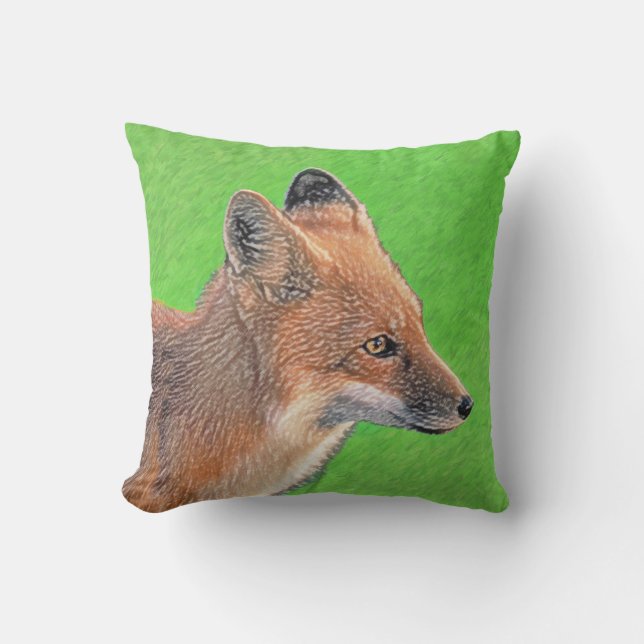 Coussin Peinture Red Fox - Art original de la faune (Recto)