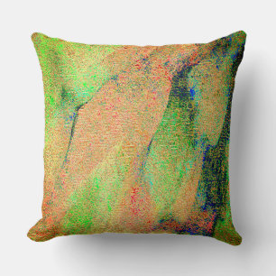 Coussin Peinture ridée de style cuir et vert orangé