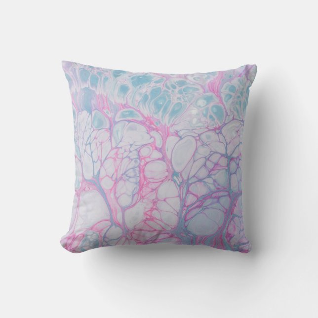 COUSSIN PEINTURE ROSE ET ABSTRAITE TURQUOISE (Recto)