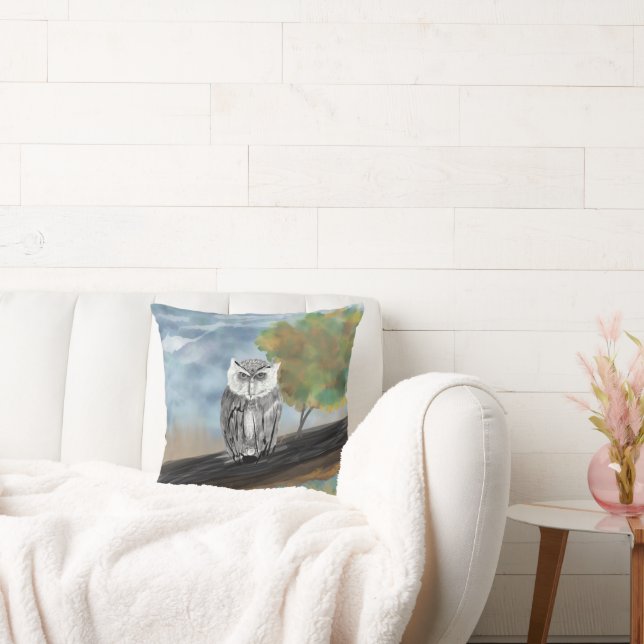 Coussin Peinture saisonnière de la Chouette dans la nature (Canapé)