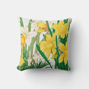 Coussin Peinture sur bois de narcisse