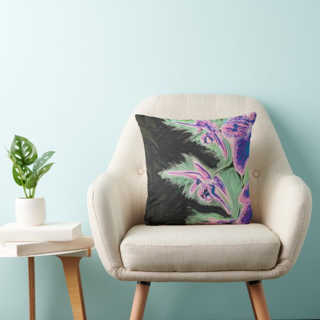 Coussin Peinture sur une orchidée tropicale (Chaise)