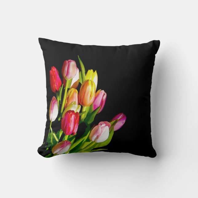 Coussin Peinture Tulip - Art Fleur original (Recto)