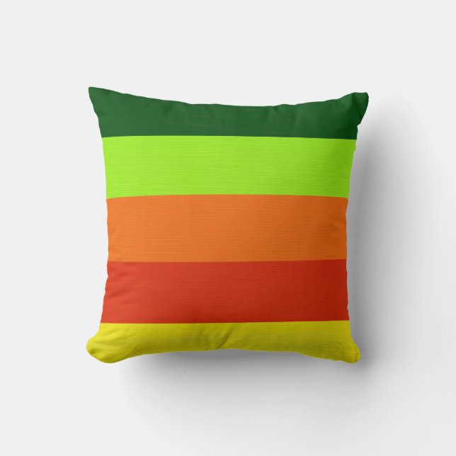 Coussin Peinture vert lime orange rouge jaune rayures rétr (Recto)