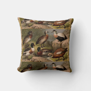 Coussin Peinture vintage colorée de canards