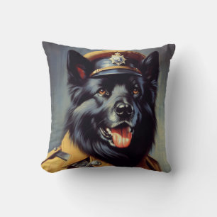 Coussin Peinture vintage de berger allemand noir