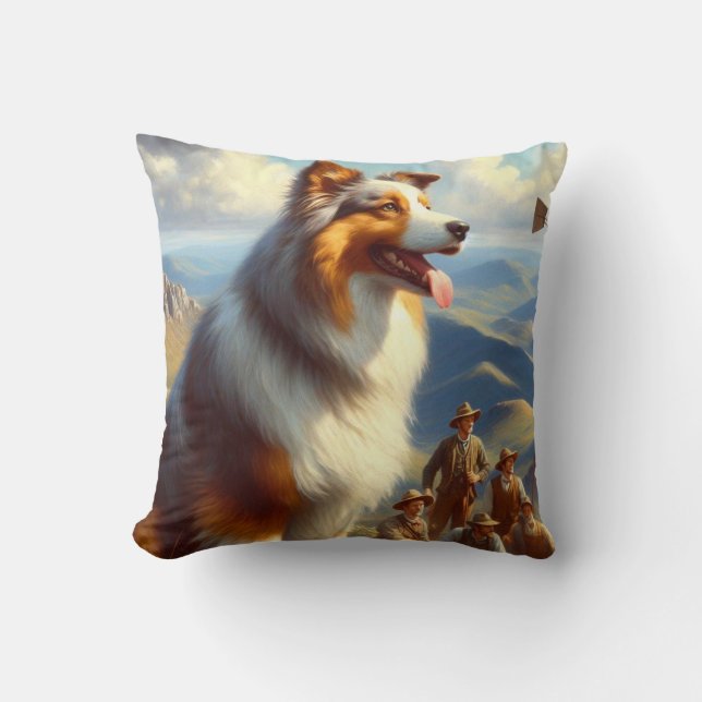 Coussin Peinture vintage de berger australien (Recto)
