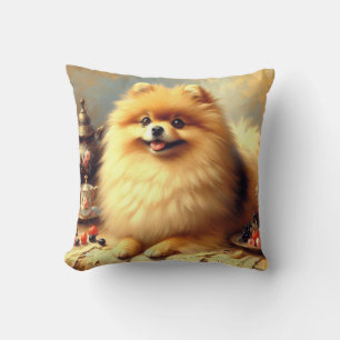Coussin Peinture vintage de Chien de Poméranie