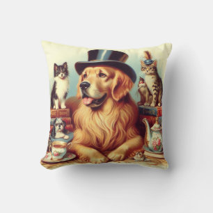 Coussin Peinture Vintage de chien mignonne