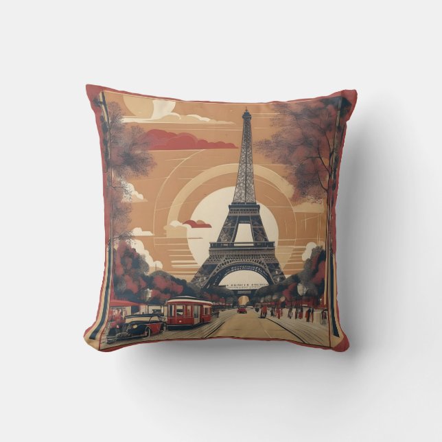 Coussin Peinture vintage de Paris (Recto)