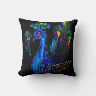 Coussin Peinture Whimsical Peacock