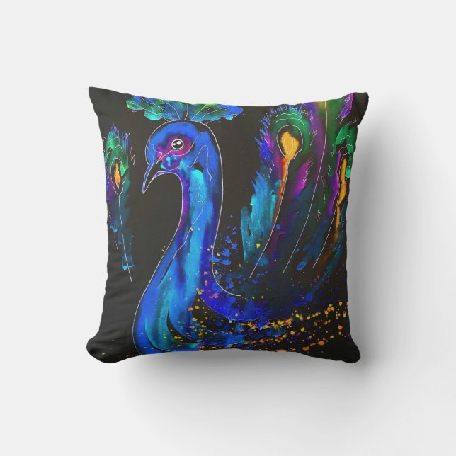 Coussin Peinture Whimsical Peacock (Recto)