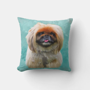 Coussin Pekingese Chien Aquarelle Art Portrait