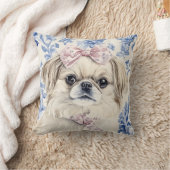 Coussin Pekingese Dog Blue Toile (Couverture)