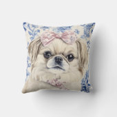 Coussin Pekingese Dog Blue Toile (Verso)