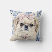 Coussin Pekingese Dog Blue Toile (Recto)