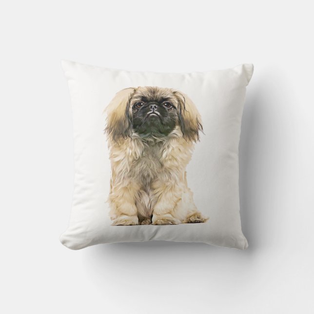 Coussin Pekingese peinture couleur eau (Recto)