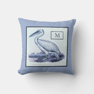 Coussin Pélican aquarelle nautique vintage personnalisé