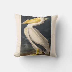 Coussin Pélican blanc d'Amérique audubon abattu