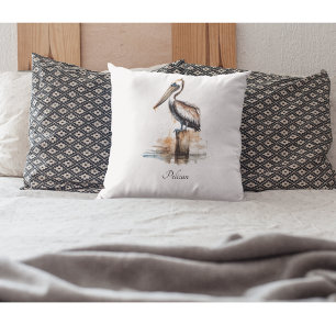 Coussin Pelican debout sur un poteau