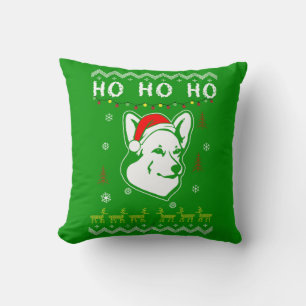 Coussin Pembroke Welsh Corgi Chien de Noël laid Ho Ho Ho