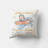 Coussin Penguin avion Blue Baby Boy Statistiques (Verso)