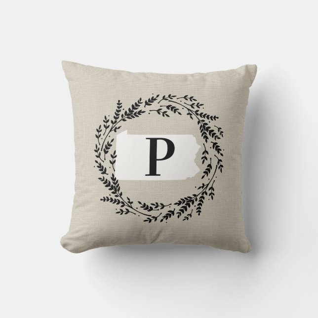 Coussin Pennsylvanie Rustic Wreath Monogram Jeu d'oreiller (Recto)