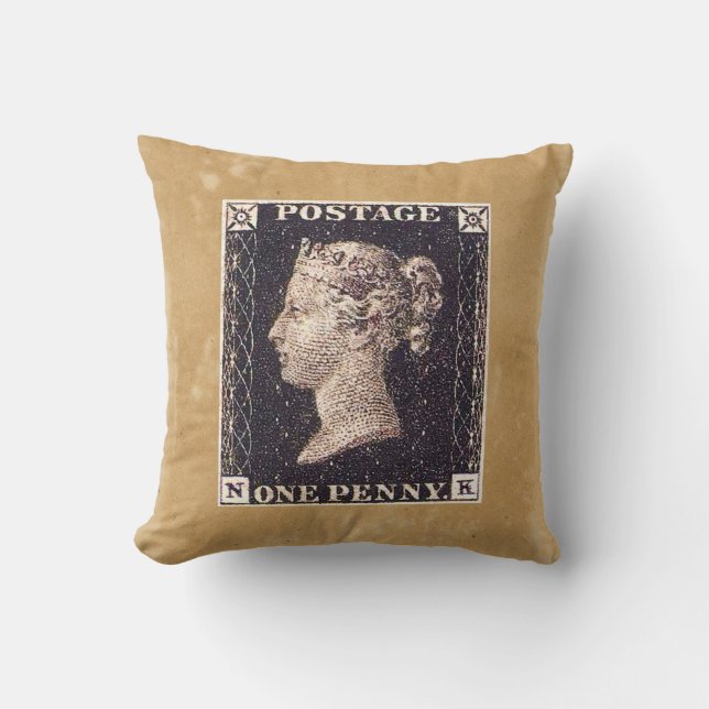 Coussin Penny Black Postage Timbre (Recto)