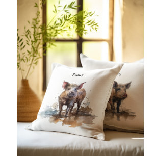 Coussin Penny la joyeuse porcelet, personnalisé